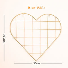 INS Iron Grid Decoration Photo Heart-Shape Metal Mesh DIY Wall Decor Photo Frame Postcard Pictures Display Shelf Art Mesh Frame