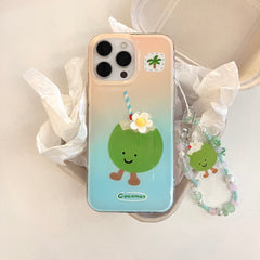 YICKYUE - Ins Cute Cartoon Fun 3D Flower Coconut Bead Bracelet Phone Case for iPhone 16 15 14 13 Pro Max Back Cover Fund