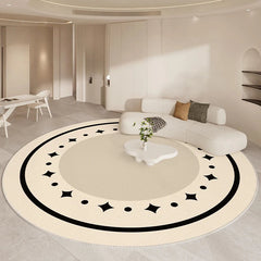 YICKYUE - Round Beige Minimalism Rug Luxurious Living Room Carpet High Quality Bedroom Study Rugs Soft Comfortable Bedside Carpets Tapete