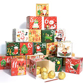 Yickyue 24 Pcs Christmas Advent Calendar Gift Box Digital Candy Cookie Box New Year Party Gift Navidad Christmas Home Decorations