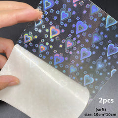 2 Sheets Dynamic Heart 3D Nail Stickers Holographic Adhesive Sliders Gradient Nail Art Accessories DIY Flashing Heart Decals