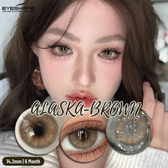 YICKYUE Color Contact Lenses for Eyes Natural Gray Beauty Pupils Eyes Lenses Brown Contacts 1 Pair Fashion Green 6month Pupilentes