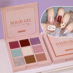 1 Palette 9 Color Solid Cream Gel Soak Off UV/LED Polish Lacquer Salon Gel Polish Varnish Decorations Tool Set Nail Art Nail Gel