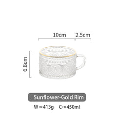 450ml Nordic Glass Mug Transparent Handgrip Cup For Coffe Milk Golden Edge Household Teacup Kitchen Drinkware
