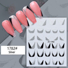 1 Sheet Gold Silver 3D Nail Stickers Decals Transfer Reflective Glitter French Tips Transfer Nail Art Decoration Manicure DIY