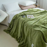 YICKYUE - Winter Warm Thin Plush Blanket Classic Green Coral Plush Lunch Blanket Sofa Blanket Weekend Party 150cm Game Blanket