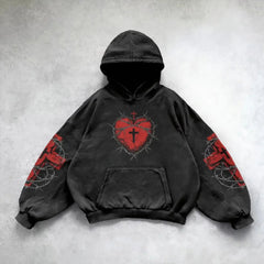 Hearujoy Y2K Hoodie New Harajuku Hip Hop Retro Patchwork Oversized Hoodie Sweatshirt Men Clothing Gothic Long Sleeve Jacket Streetwear