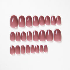 24PCS/box Transparent Purple fake nail press on Patch Detachable Mid-length oval Head Summer Wearable artificial nails with glue