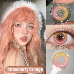 YICKYUE - New 1 Pair Colored Contact Lenses with Degree Myopia Lenses Halloween Lenses Fashion Purple High Quality Beauty Pupil