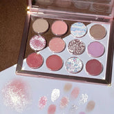 Yickyue 12 Color Glitter Eyeshadow Palette Makeup Long-lasting Matte Eye Shadow Palettes Brighten Eye Cosmetics Women Beauty Earth Color