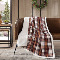 Yickyue Sherpa Fleece Throw Blanket Reversible Plush Fluffy Lattice Flannel Blankets Winter Warming Blanket for Sofa Couch Bed