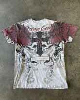 Hearujoy Y2K Affliction T shirt Men Women Hip Hop skull Printed Round Neck Oversized T shirt Short Sleeved Goth Clothing Tops Streetwear