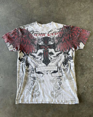 Hearujoy Y2K Affliction T shirt Men Women Hip Hop skull Printed Round Neck Oversized T shirt Short Sleeved Goth Clothing Tops Streetwear