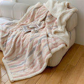 YICKYUE - Multicolor Striped Cashmere Blanket, Light Luxury, Simple, Multi-function, Thickened, Home Office, Lunch Break