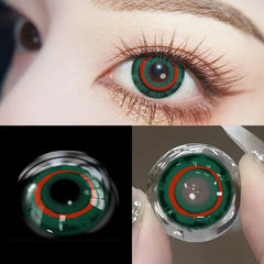 YICKYUE 1pair Green Halloween Color Contact Lenses Crazy Circle Lens Anime Softlens