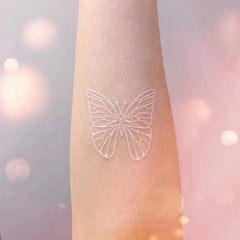 New Craft White Line Butterfly Waterproof Fake Tattoo Stickers For Women Arm Leg Water Transfer Temporary Tattos Party Decal