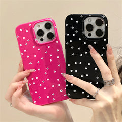 YICKYUE - Korean Floral Flower Phone Case For iPhone 15 Pro Case iPhone 11 12 13 14 Pro Max 7 8 Plus XR XS X SE Candy Color Glossy Cover