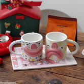 YICKYUE - Cute and Quirky Ceramic Korean Style Mug Couple Water Cup Breakfast Coffee Cup Home Drinking Utensils Funny Big Mouth Home Decor