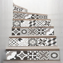 6Pcs/Set Gray Geometric Simple Stair Stickers Decorative PVC Self-Adhesive Home Waterproof Wall Stickers Step Stickers 18x100CM
