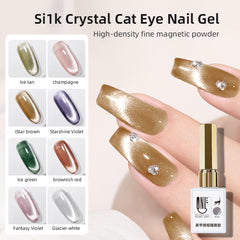 YICKYUE - Crystal Cat Eye Gel Nail Polish Holographic Magnetic Gel Varnish UV LED Soak Off Shiny Glitter Gel Lacquer for Manicure