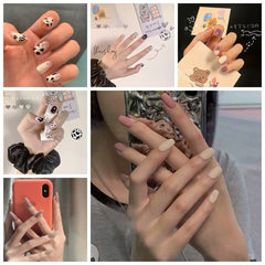 14tips/sheet Milk Heart Nail Wraps Polish Decals Strips Jump Cross Color Glitter 3D Adhesive Full Nail Art Stickers Matte Nails