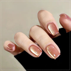 YICKYUE - 10ML 1pcs 2025 New Autumn Style Gold Light Nectarine Cat Eye Nail Glue Christmas Nails Pink Nails Glass Bead Cat Eye Gel Polish