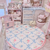 YICKYUE - Round Cashmere Non-Slip Blanket Rugs, Cartoon Bow, Home Living Room, Sofa, Bedroom, Tatami, Bedside Blanket