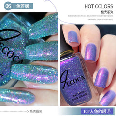 YICKYUE - Aurora Shimmer Effeect Quick Dry Glitter Nail Polish