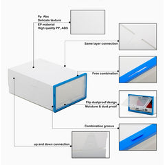 6pcs Transparent Shoe Box Shoes Organizers Plastic Thickened Foldable Dustproof Storage Box Stackable Combined Shoe Cabinet Sale