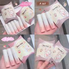 Von Gee Lipstick Set 3 Color Matte Lip Glaze Velvet Lip Mud Waterproof Moisturizing Non-Stick Cup Non-fading Lip Gloss Cosmetic