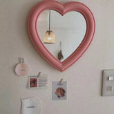 Korean Style Cute Pink Love Makeup Mirror Wall Mount Stand Dual-purpose Dormitory Photo Vanity Mirror Pendulum Props