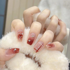 YICKYUE - 24Pcs Yellow French Fake Nails Long Coffin False Nails with Rhinestones Detachable Ballerina Full Cover Nail Tips Press on Nails