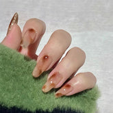 Yickyue Long Press on Set Nails Coffee Gradient Long Coffin Wearable Tips Artificial Full Cover Ballerina Reusable False Nails Art 24pc