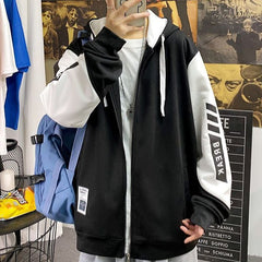 YICKYUE - Autumn Winter Versatile Sports Hoodie Casual Men Loose Tess Sporty Cool Boys Soft Preppy Style School Student Print Stripes