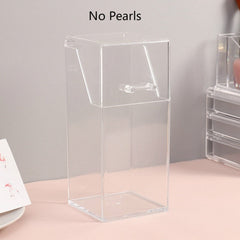 Pearl Cosmetic Brush Holder Transparent Acrylic Cosmetic Brush Container Dustproof Beauty Makeup Tools Organizer Pen Storage Box