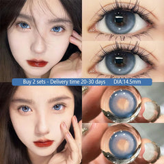 YICKYUE - 1Pair Blue Color Contact Lenses with Diopters Degree Natural Fashion Beauty Pupils Lady Colored Cosmetics Free Shipping