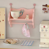 YICKYUE - Charming Pink and Purple Wooden Wall Shelves - No-Drill, Multi-Functional Storage and Display Racks for Bathroom Decor, Featuring Heart-Shaped Hooks and Nautical Accents, Bathroom Shelves
