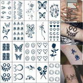 YICKYUE - 20 Sheets Long Lasting 15 Days Fake Tattoo Stickers Herbal Natural Juice Ink Temporary Tattoos Hand Rose Butterfly Snake Moon