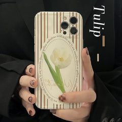 Retro Tulip soft silicone phone case for iphone 13 mini x xr xsmax 11 12 pro max 8 7 plus cute flower shockproof cover conque