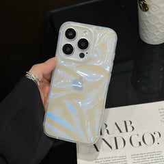YICKYUE - 3D Blue light Color Water Ripple Pattern Phone Case For iPhone 16 15 14 13 12 11 Pro Max 15pro Soft Shockproof Back Cover Girls