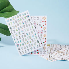 ENDRRFLLA 1pc Plant flower watermark nail stickers fresh fake nail decoration waterproof green nail art beauty