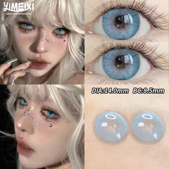 YICKYUE - 2pcs Colored Contact Lenses for Eyes Natural Look Blue Eye Lenses with Degree Myopia Makeup Beauty Pupil Gray Eyes New