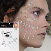 Yickyue Eyes Face Makeup Temporary Tattoo Self Adhesive Sticker White Black Rhinestones Flat Back Crystal Party Body Jewelry Decorations