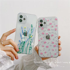 Flower soft silicone Cherry blossoms cute cartoon phone case for iphone x xr xsmax 11 12 mini pro max 8 7 plus silicone capa