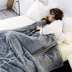 Yickyue Korean Solid Color Casual Blanket with Fur Ball Soft And Comfortable Cashmere Lunch Break Blanket Thickened Sofa Shawl Blanket