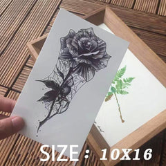 Waterproof Temporary Tattoo Sticker Black Rose Spider Web Design Body Art Fake Tattoo Flash Tattoo Chest Female Male