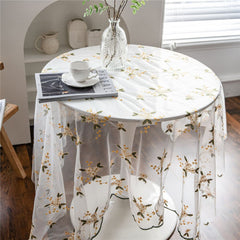 Cilected Lace Yellow Flower Embroidery Tablecloth Cover Towel Home Decor Coffee Table Dust Cover Photography Background Cloth