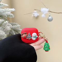 Christmas snowman tree 3d pendant earphone case soft silicone wireless bluetooth charging box for apple airpod pro 1 2 3 cover