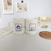 Ins Creative Korean Couple Cup Hand Painted Mug Ceramic Water Cup Milk Coffee Cup Juice Water Cup