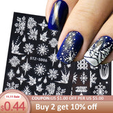 1PCS Christmas Nail Stickers White Snowflake New Year 5D Embossed Sliders Winter Manicure Art Gel Polish Decals LASTZ5D01-08